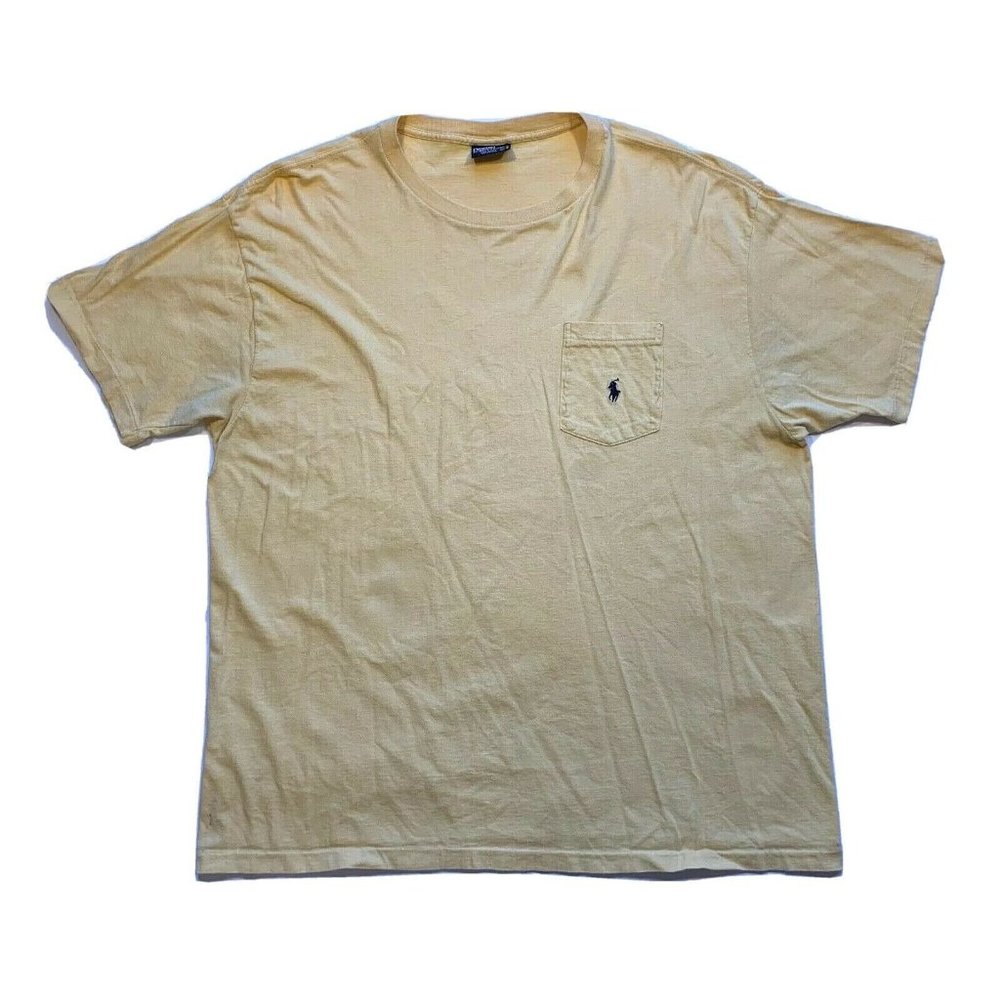 Vintage Polo Ralph Lauren‎ Tee T Shirt Mens Large USA Short Sleeve Pony Yellow